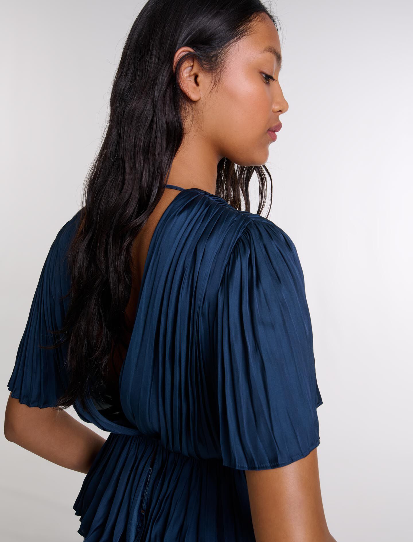 Pleated short-sleeved top