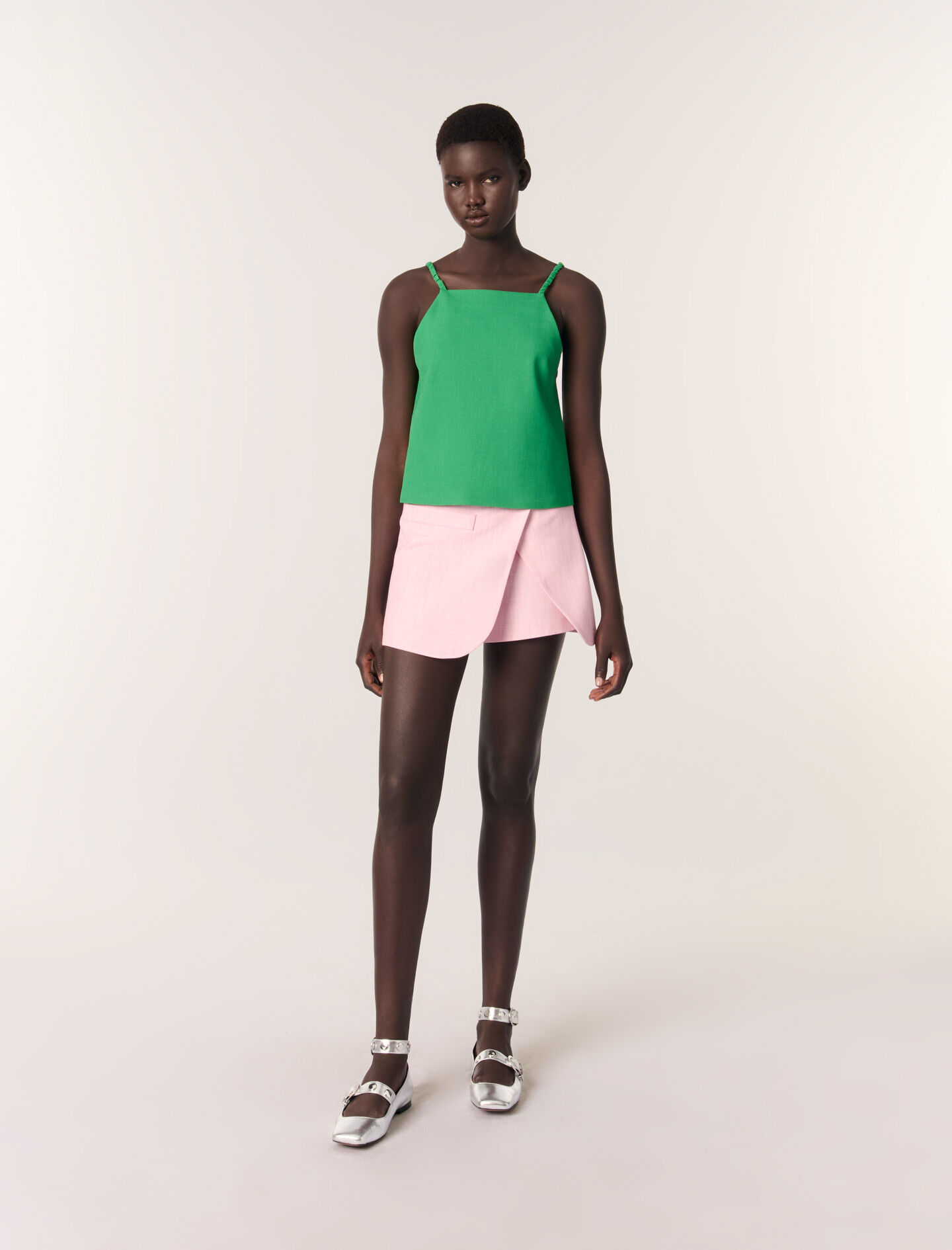 Layered-effect suit shorts