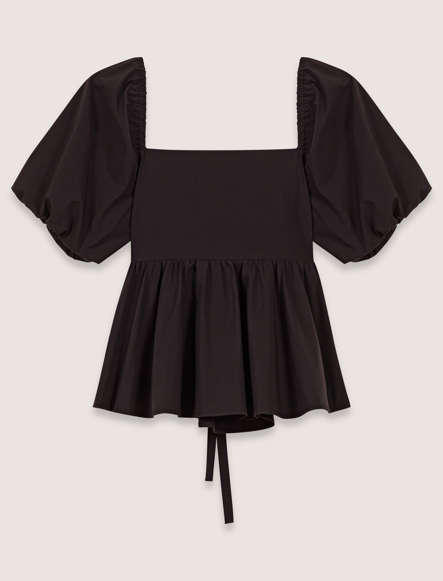 Poplin top with balloon sleeves