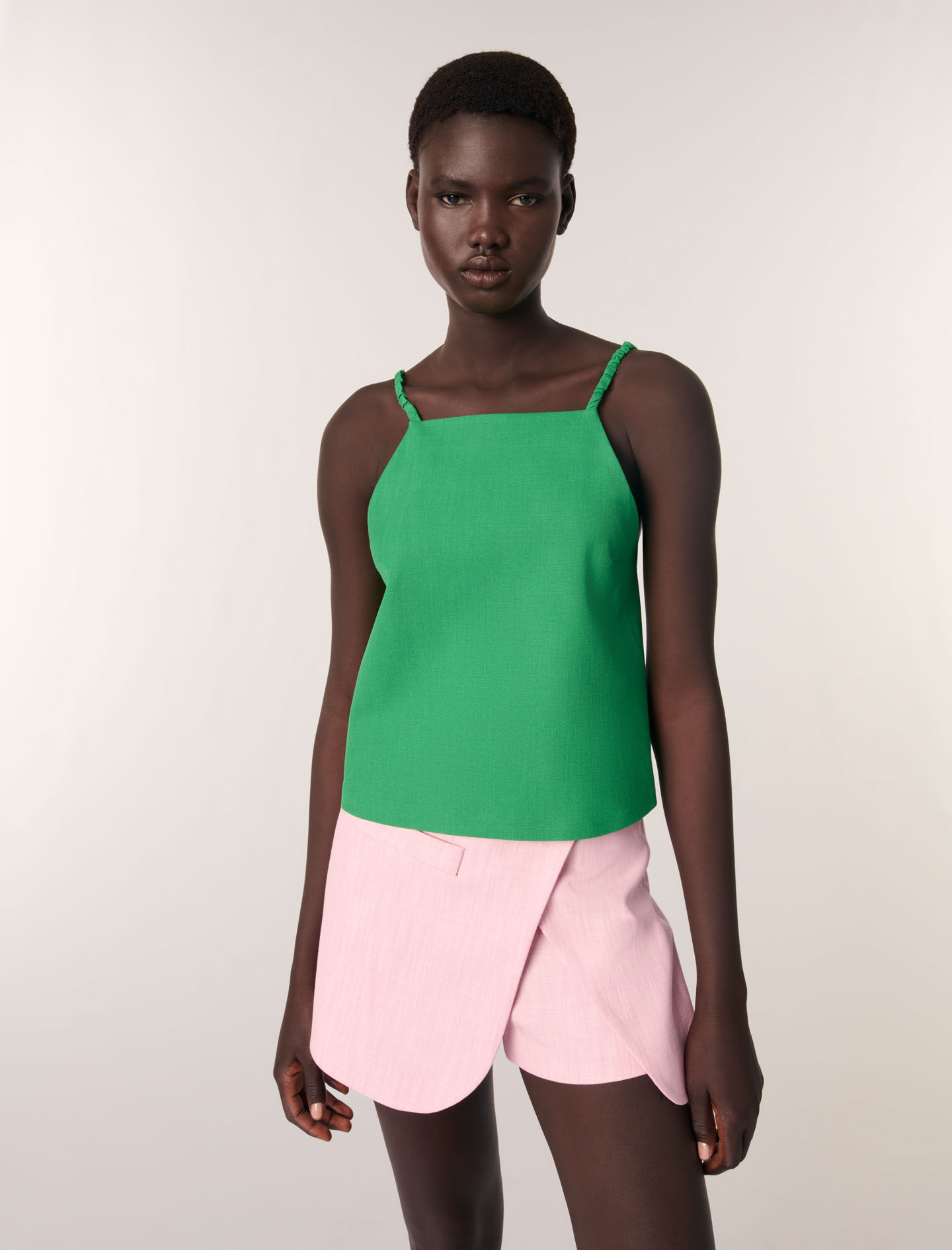 Layered-effect suit shorts