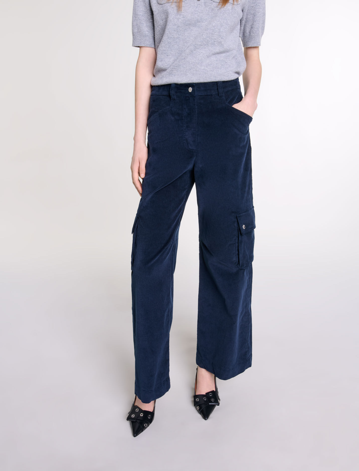 Velour cargo trousers