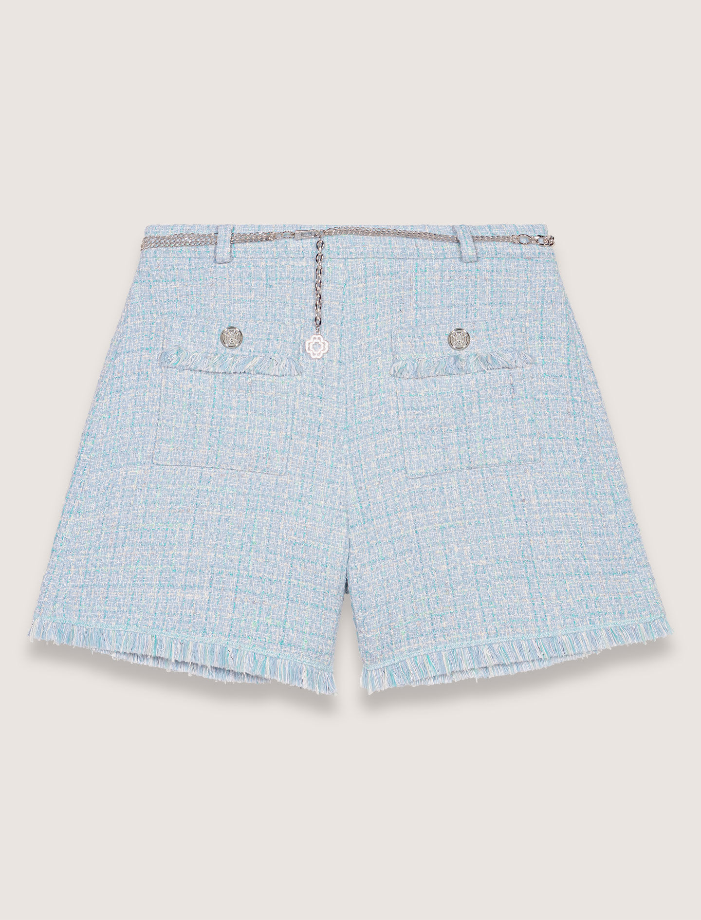 Tweed shorts with belt