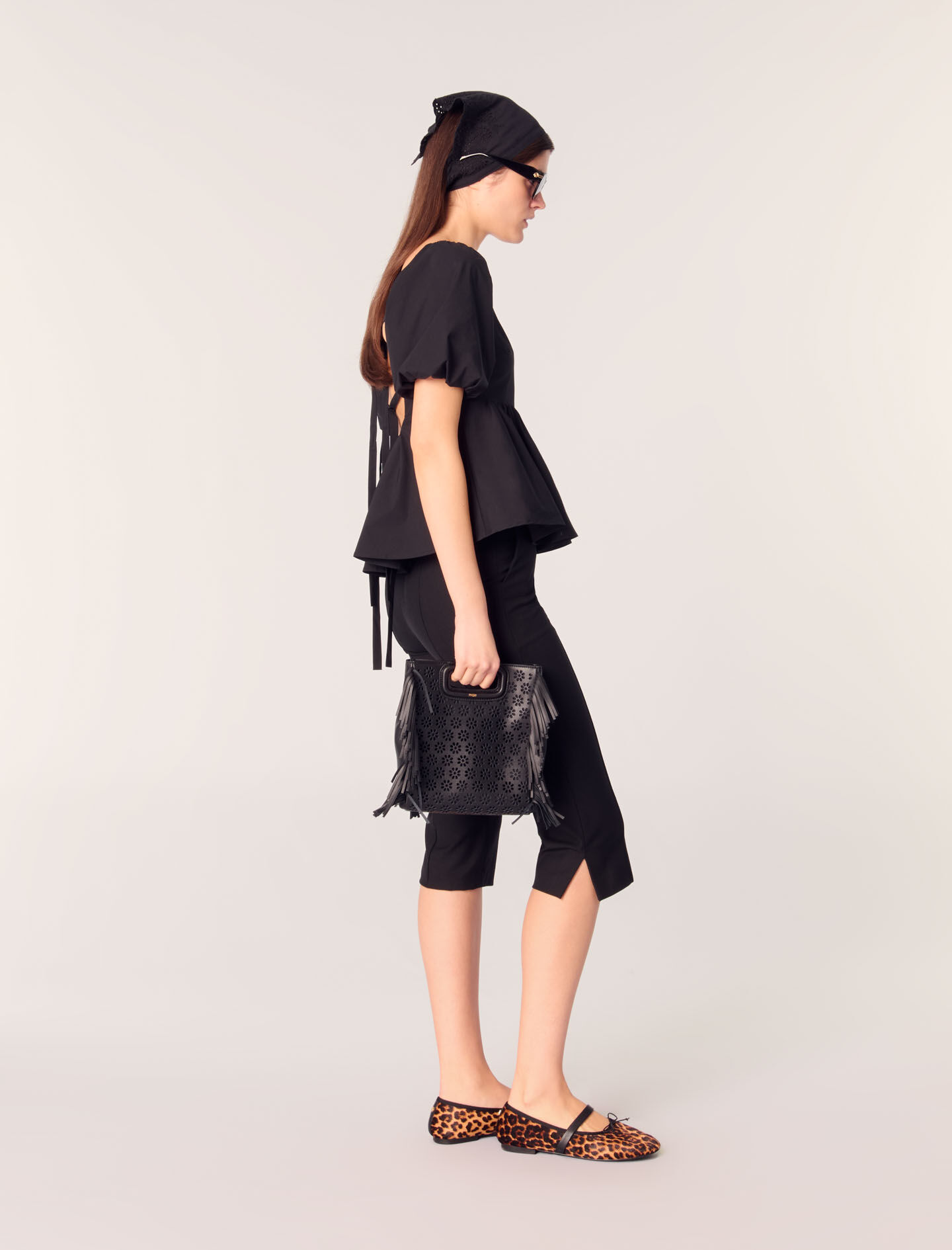 Poplin top with balloon sleeves