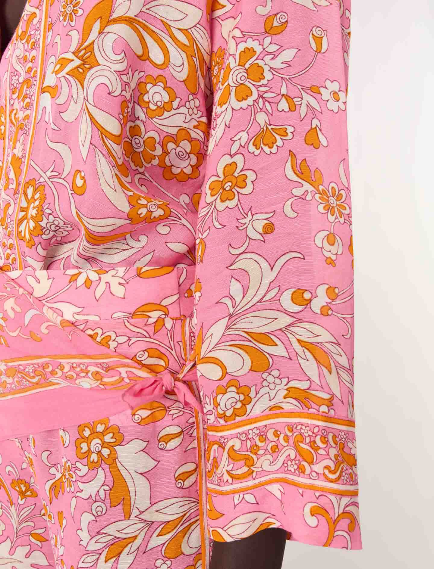 Patterned flowing linen shirt