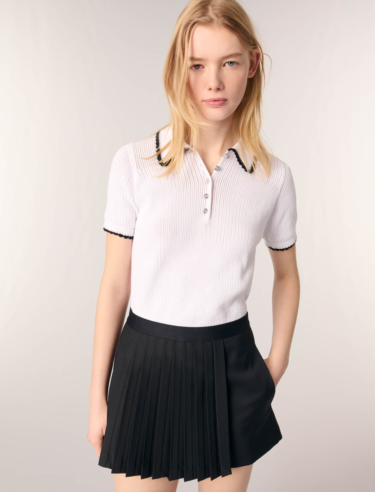 Straight-fit pleated shorts