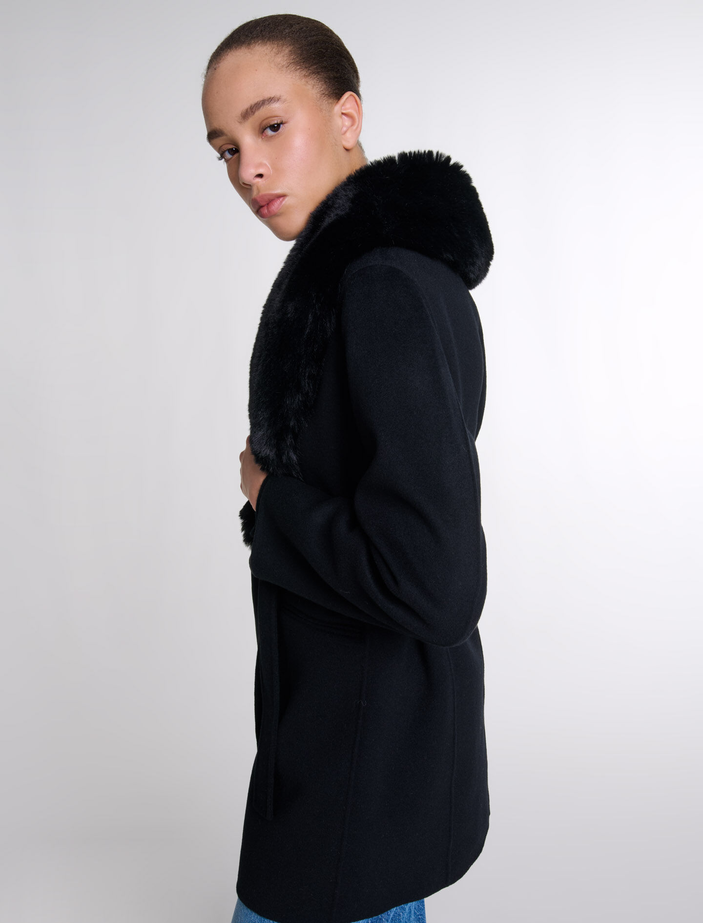 Double-faced mid-length coat