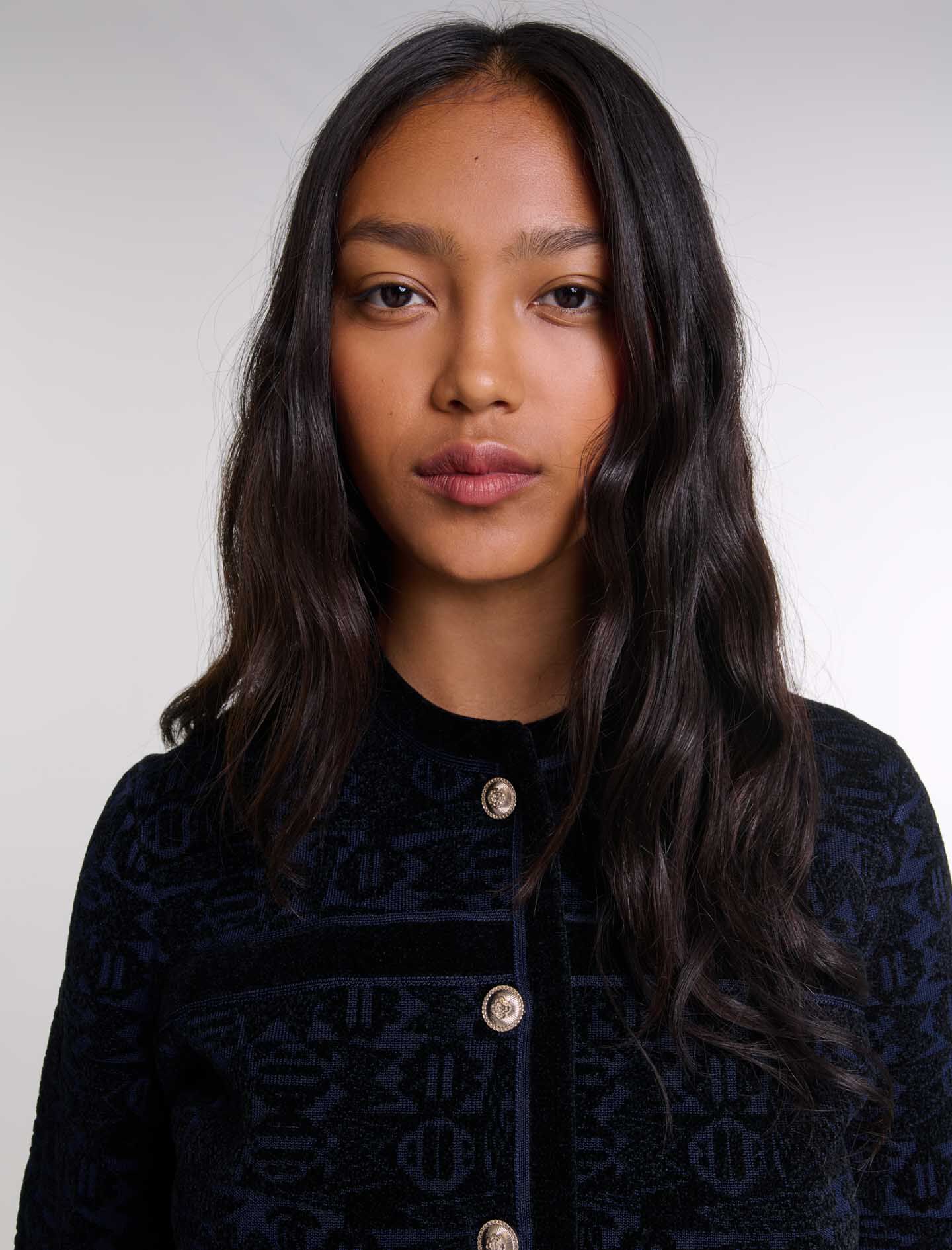 Velvet knit cardigan