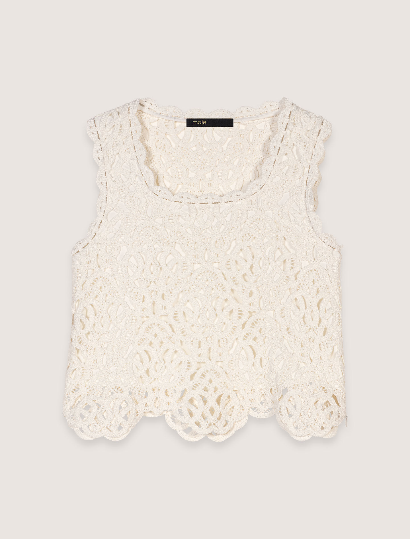Crochet-knit top