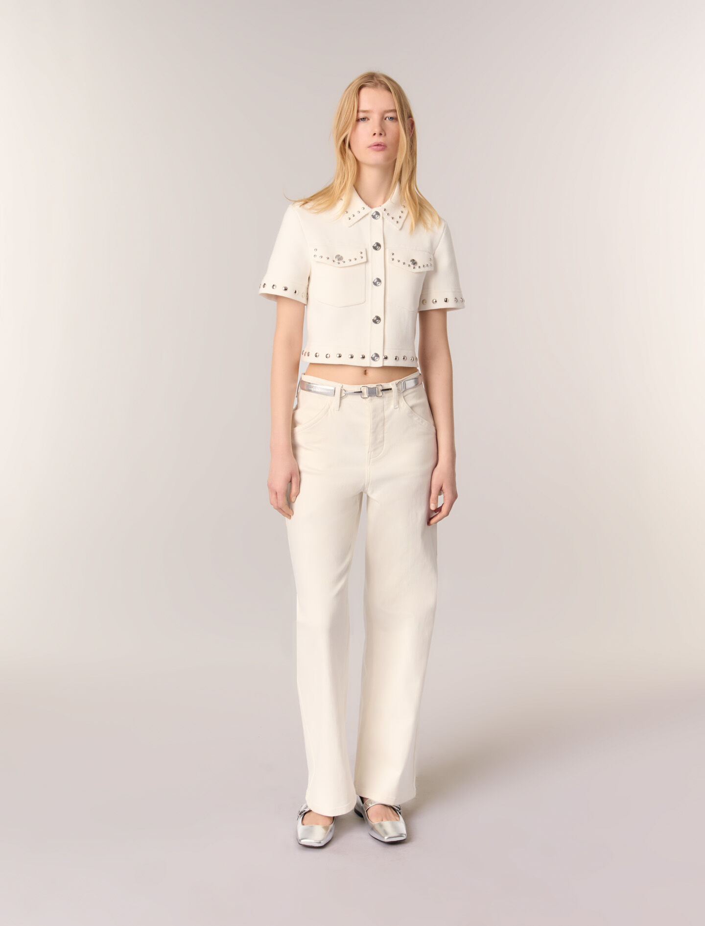 Studded cropped cardigan