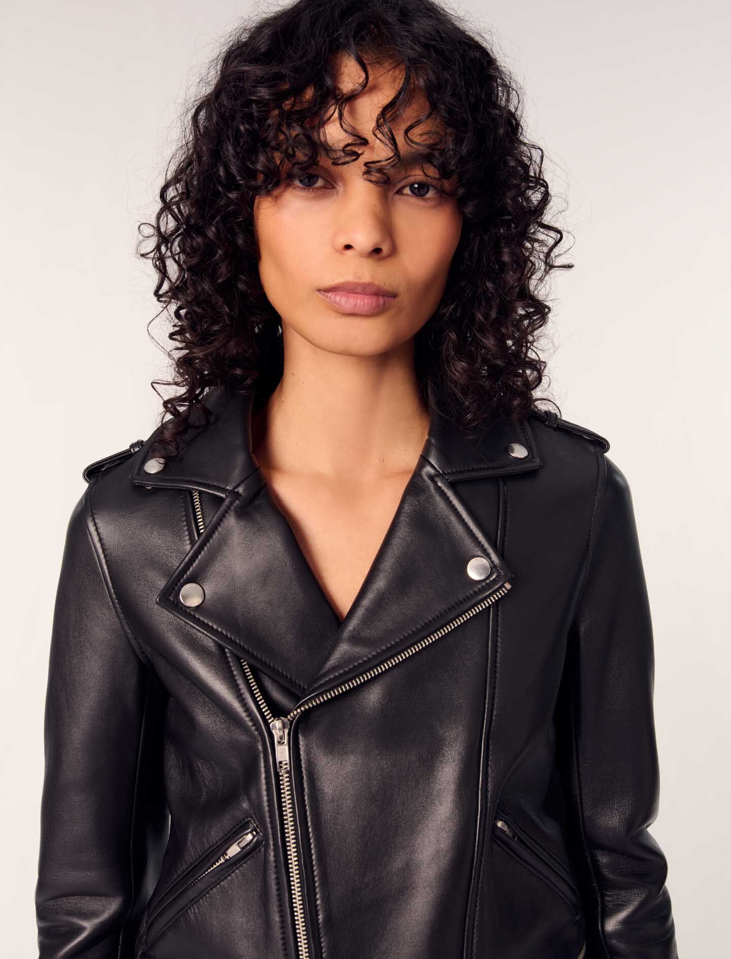 Leather biker-style jacket