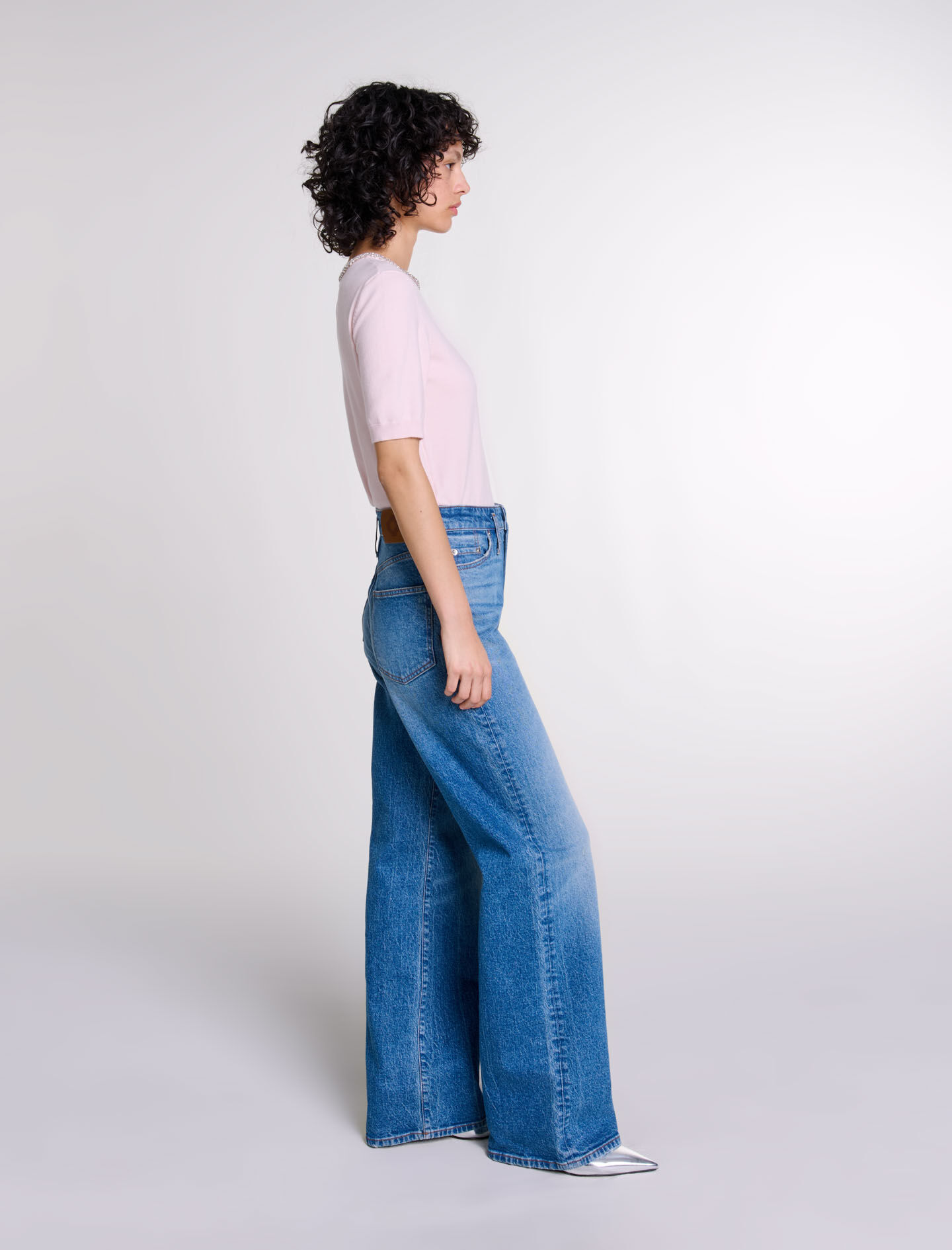 Knit crop jumper with rhinestones