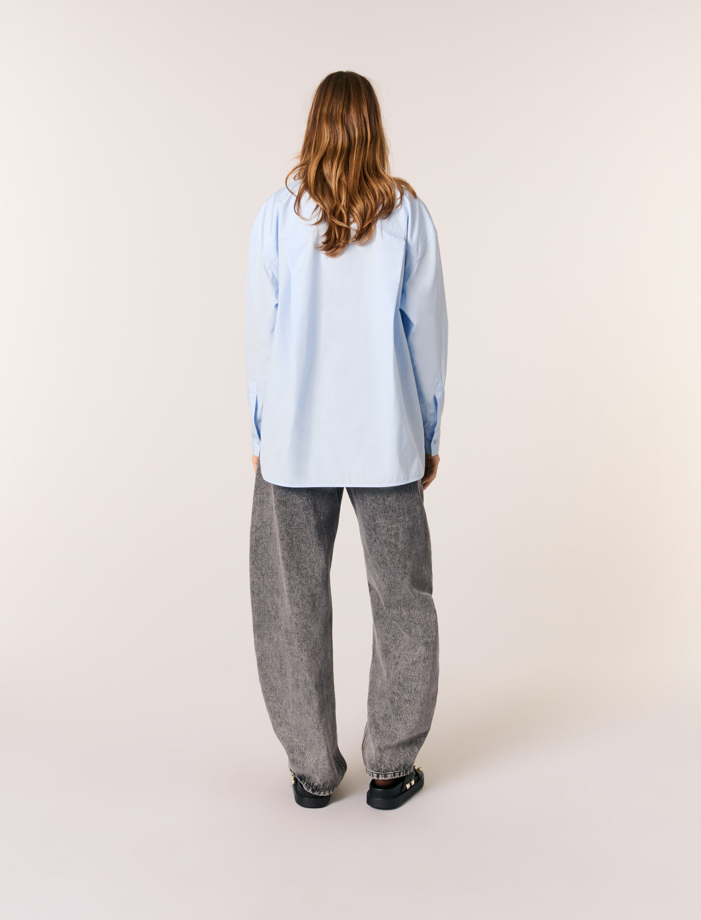 Poplin shirt with rhinestones