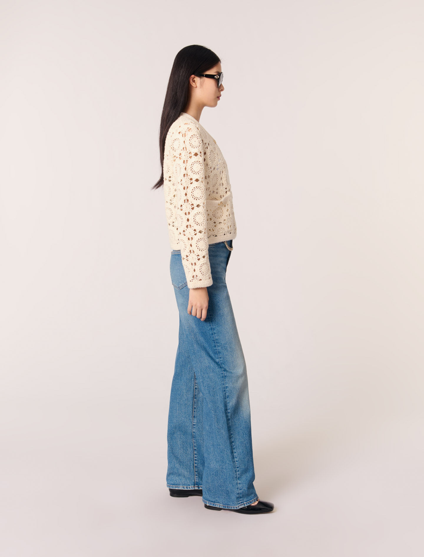 Crocheted cropped cardigan