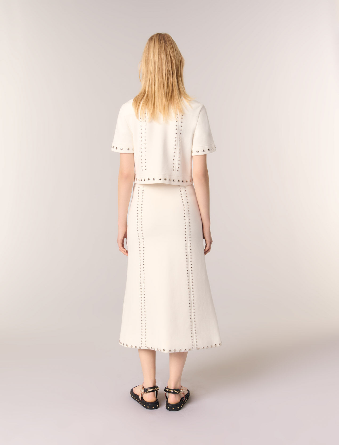 Knit midi skirt with studs