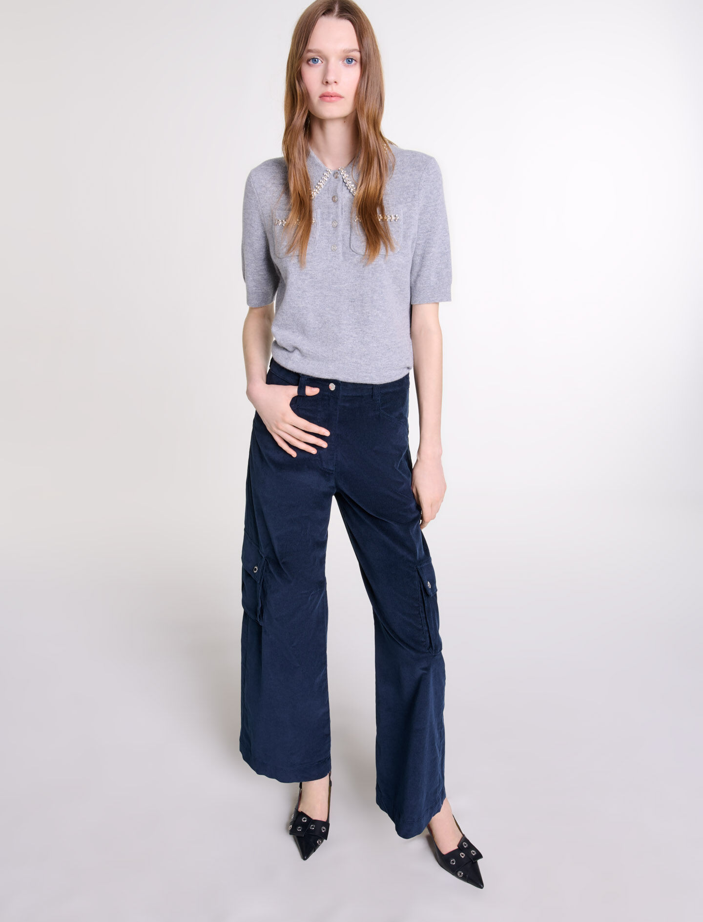 Velour cargo trousers