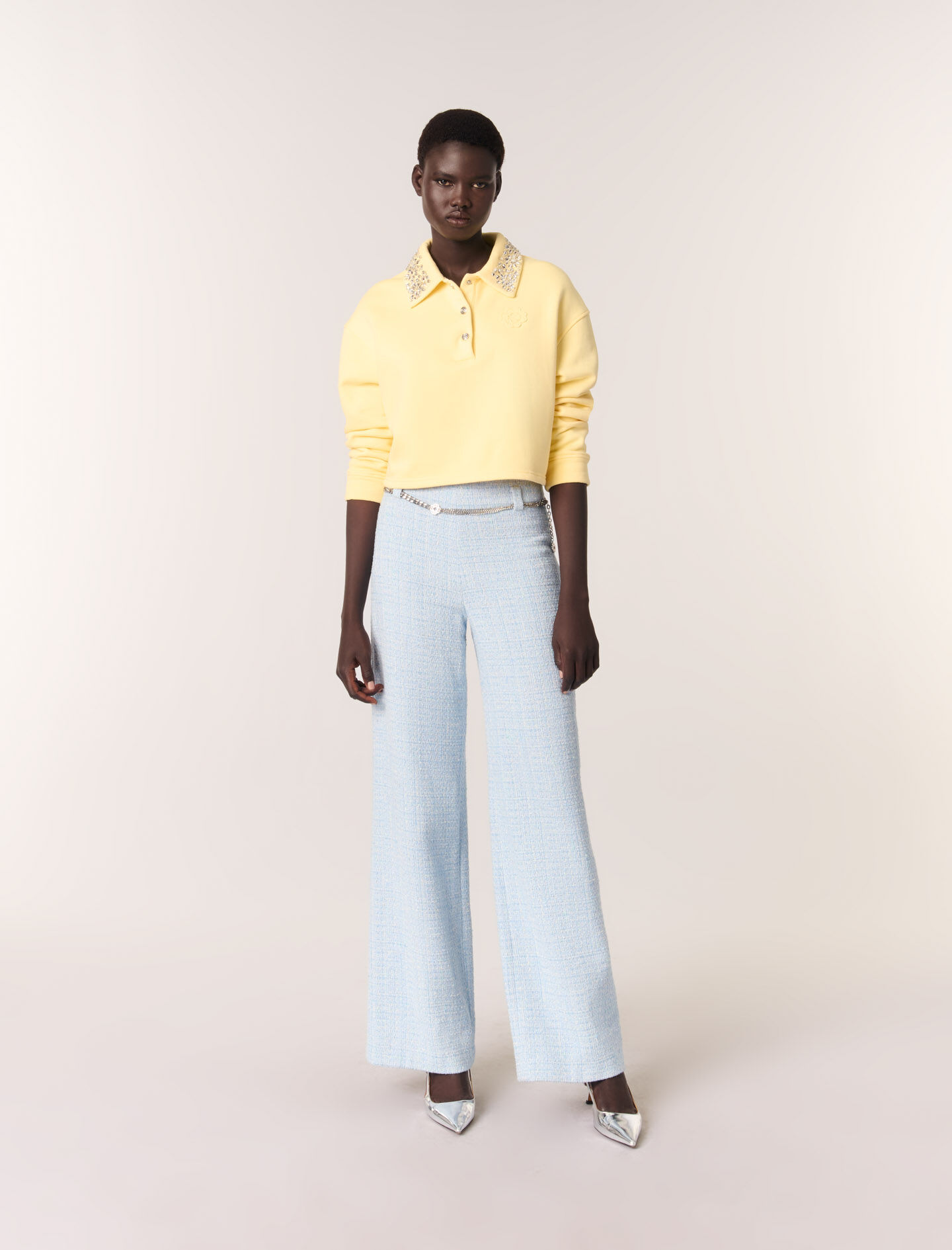 Tweed trousers with belt