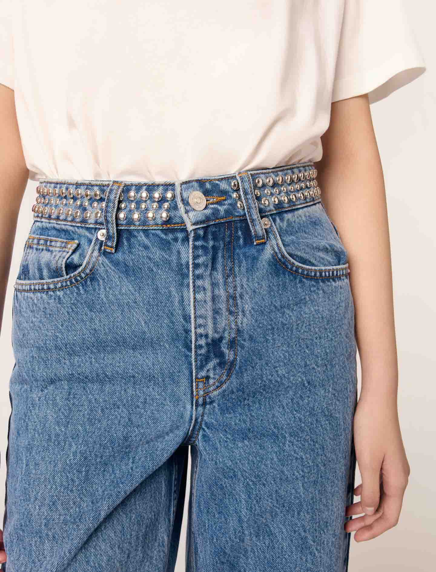 Flares jeans with studded waistband