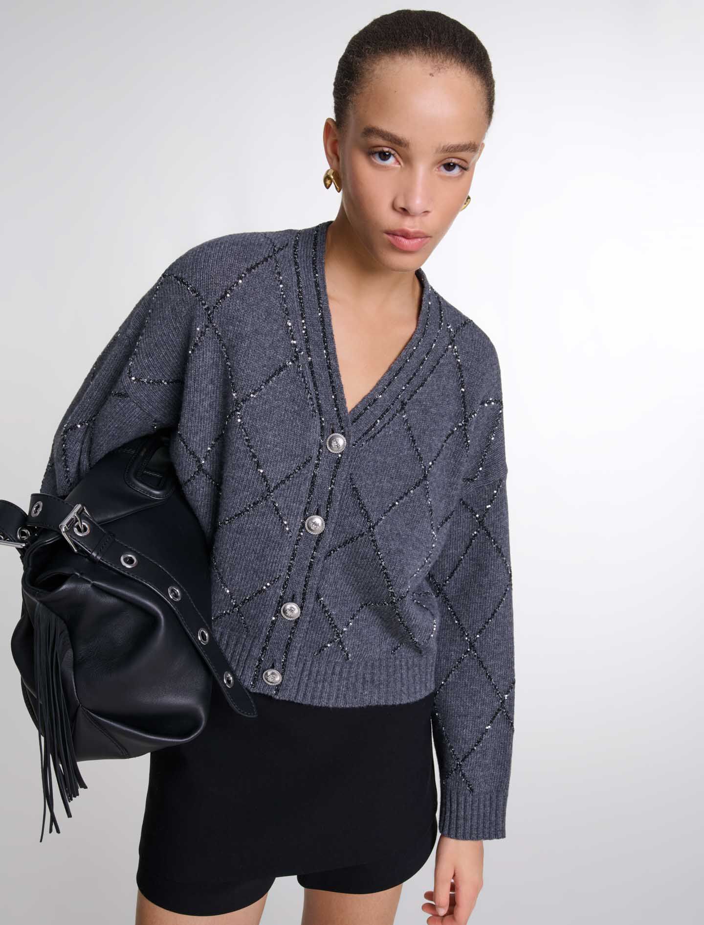 Sequin knit cardigan