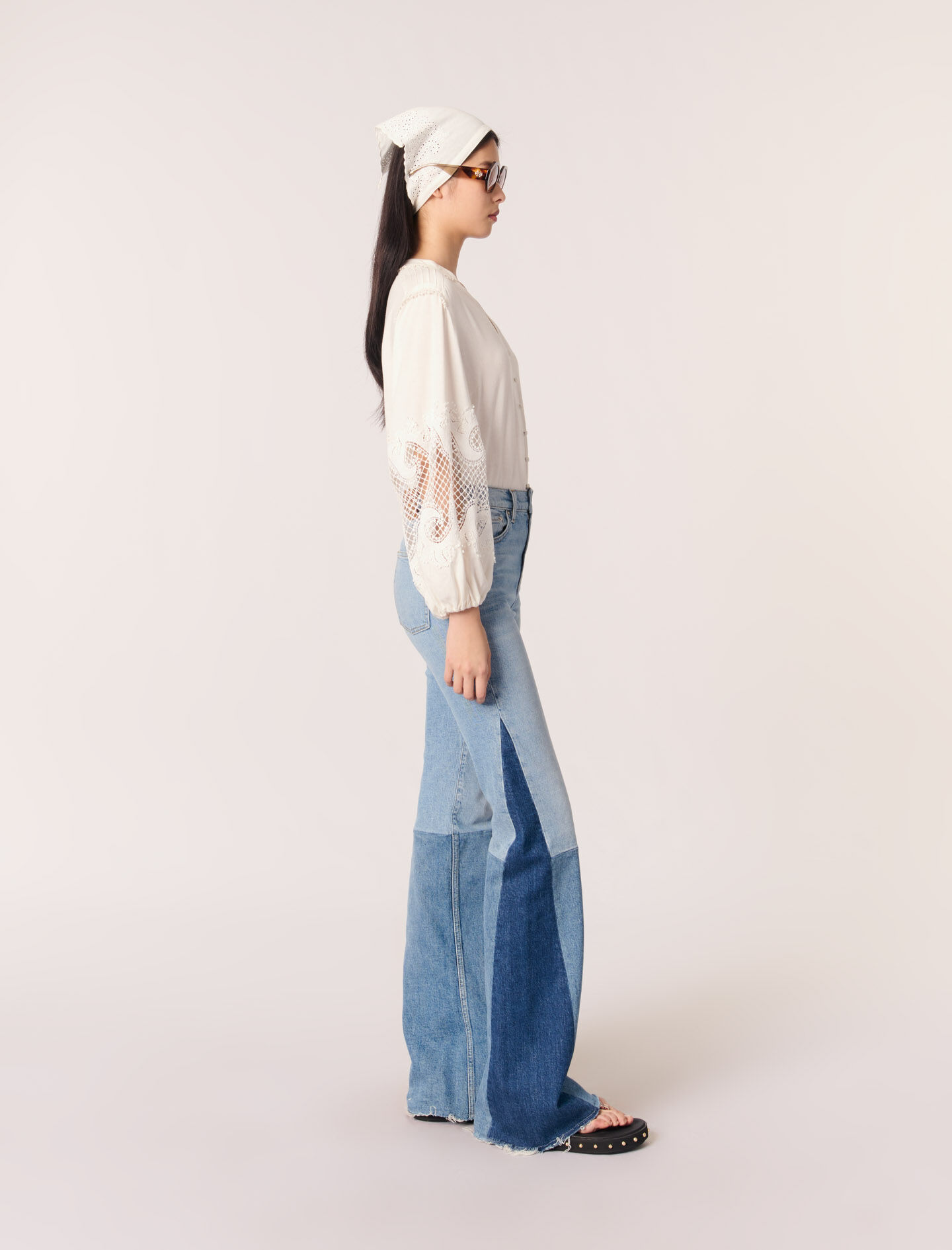 Shirt with embroidered sleeves