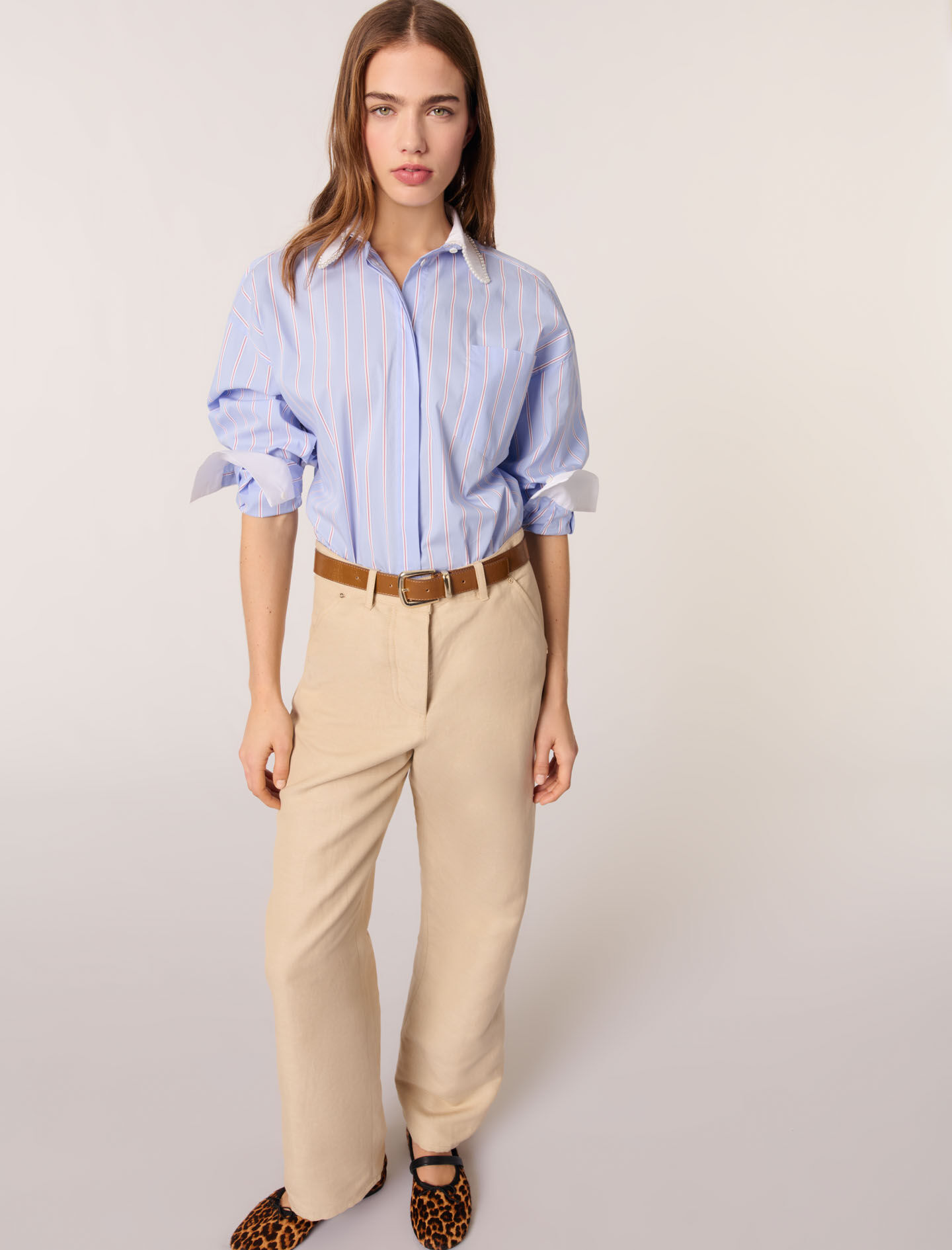Linen and cotton suit trousers