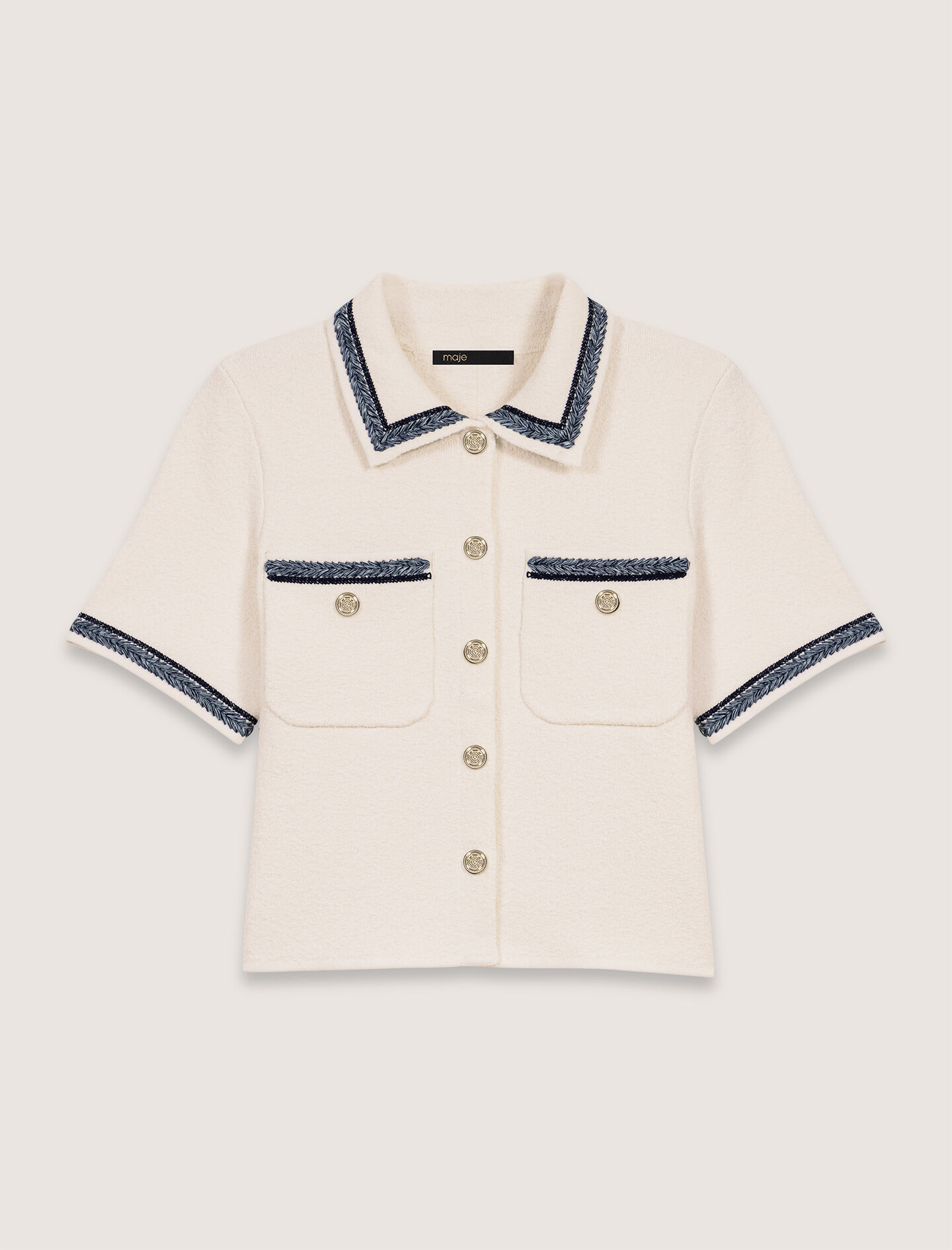 Cropped contrasting trim cardigan