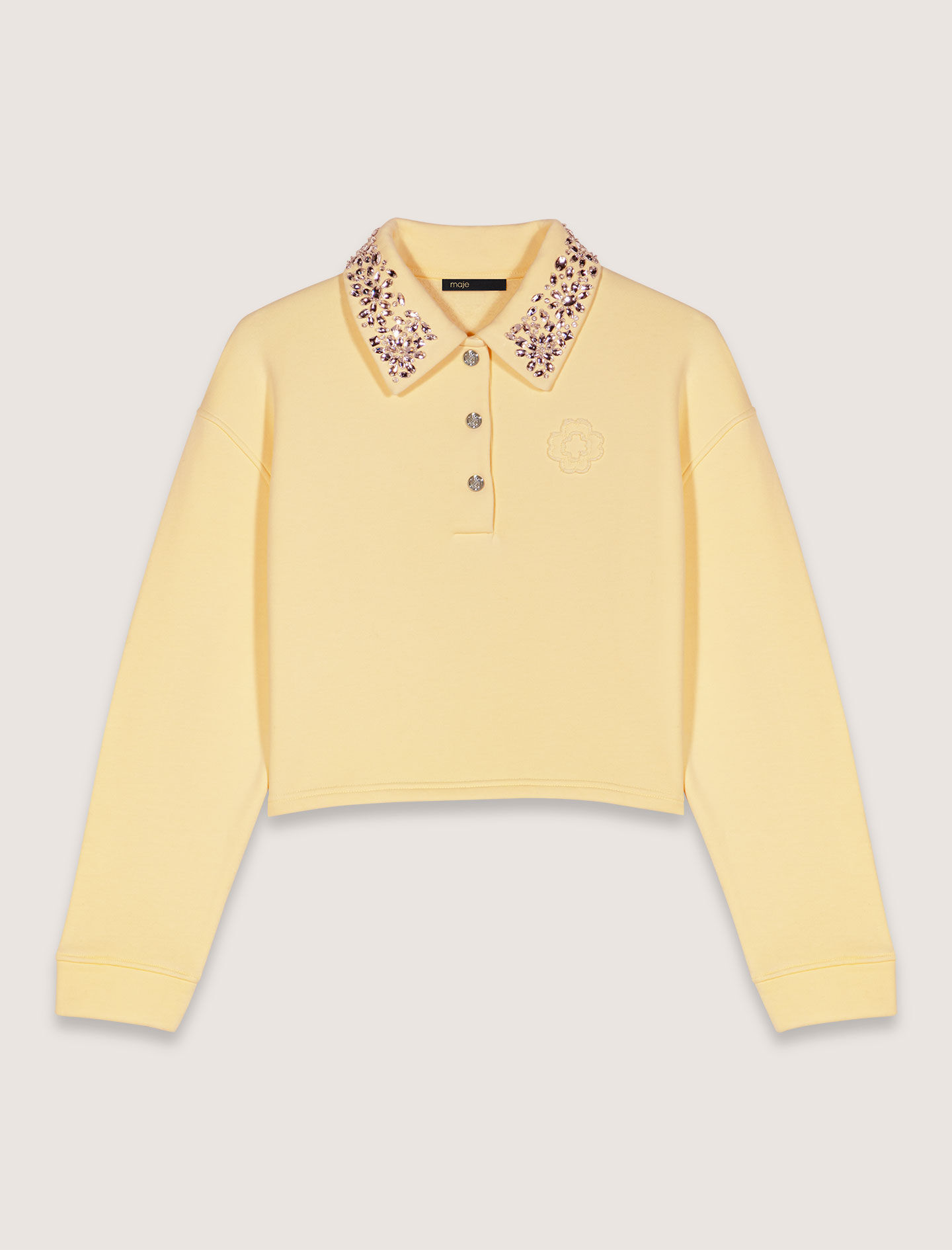 Jewellery collar cropped sweater