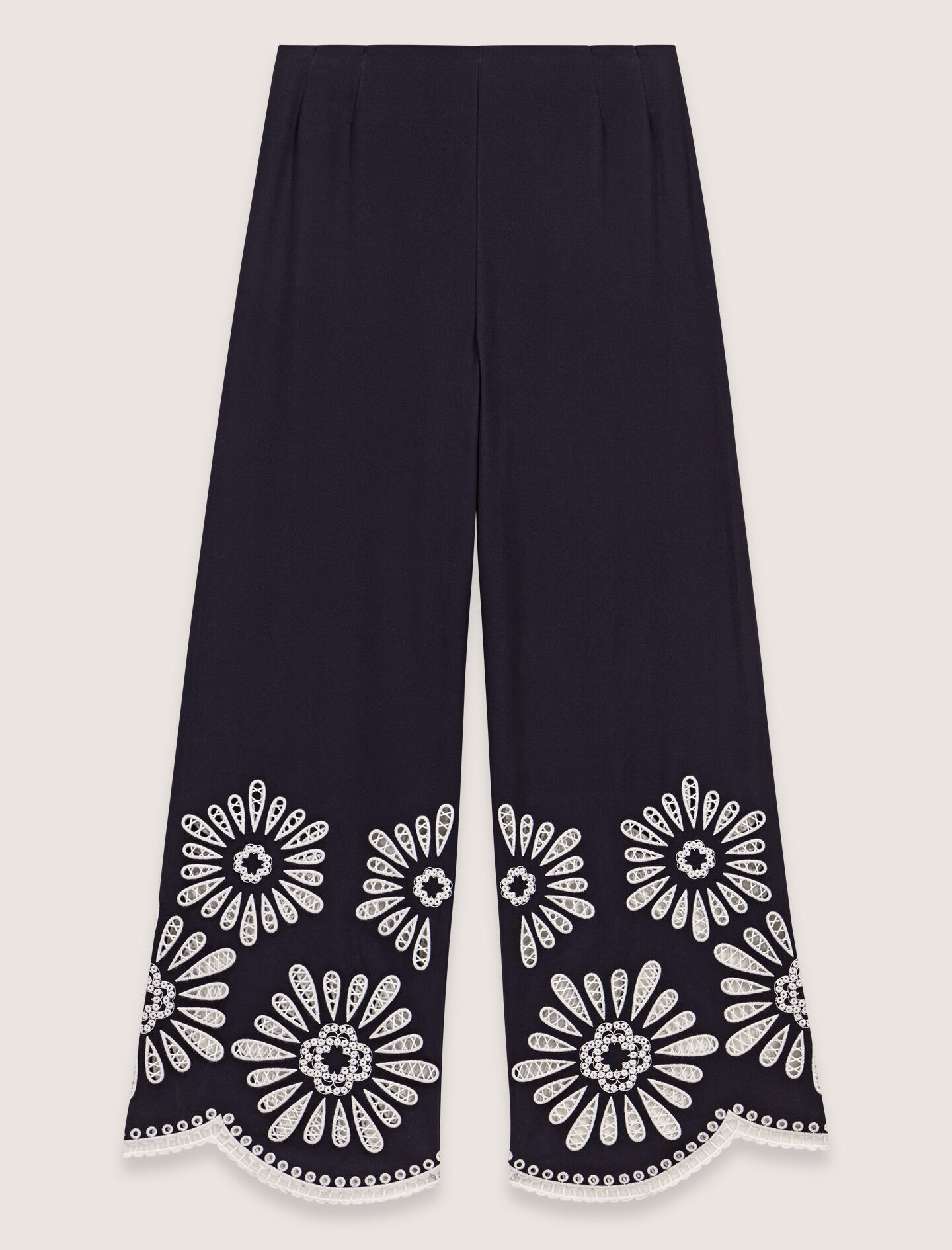 Trousers with crochet detail