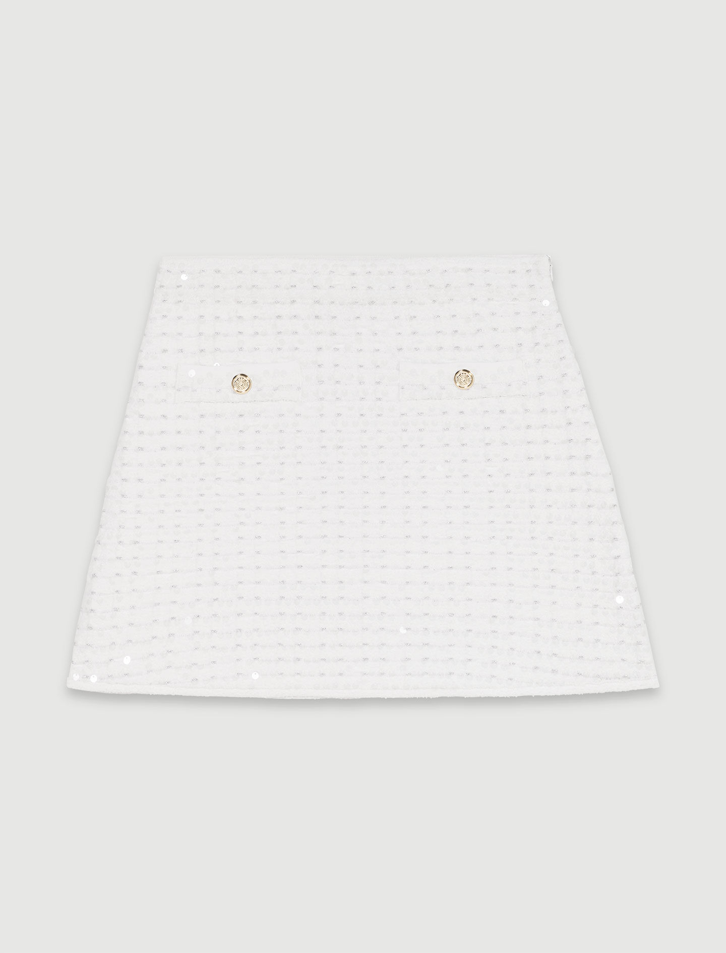 Short sequinned knit skirt