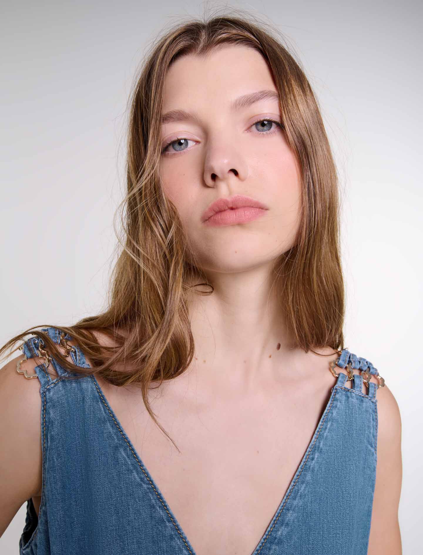 Cutaway denim maxi dress