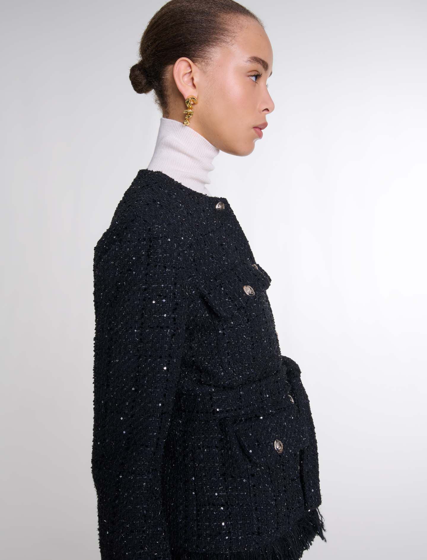 Sequinned tweed jacket