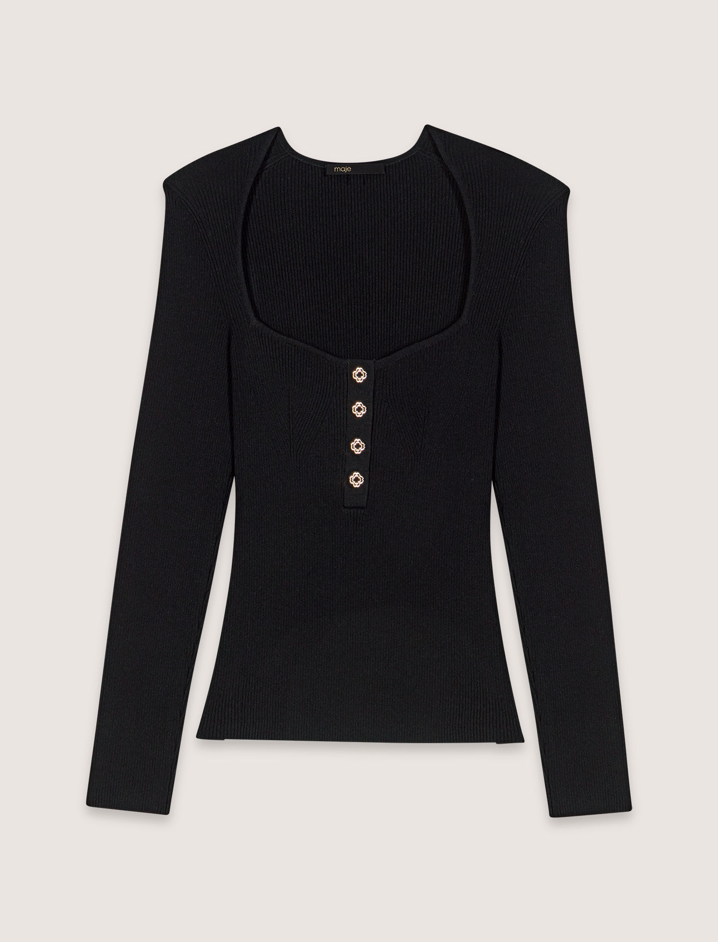 Low-neck rib knit jumper