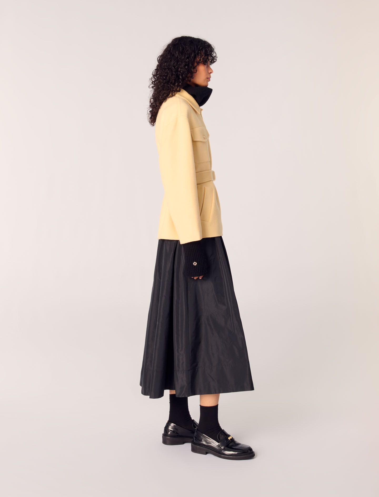 Short double-faced belted coat