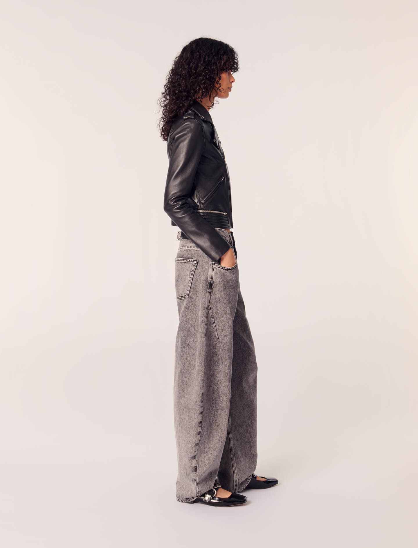 Leather biker-style jacket