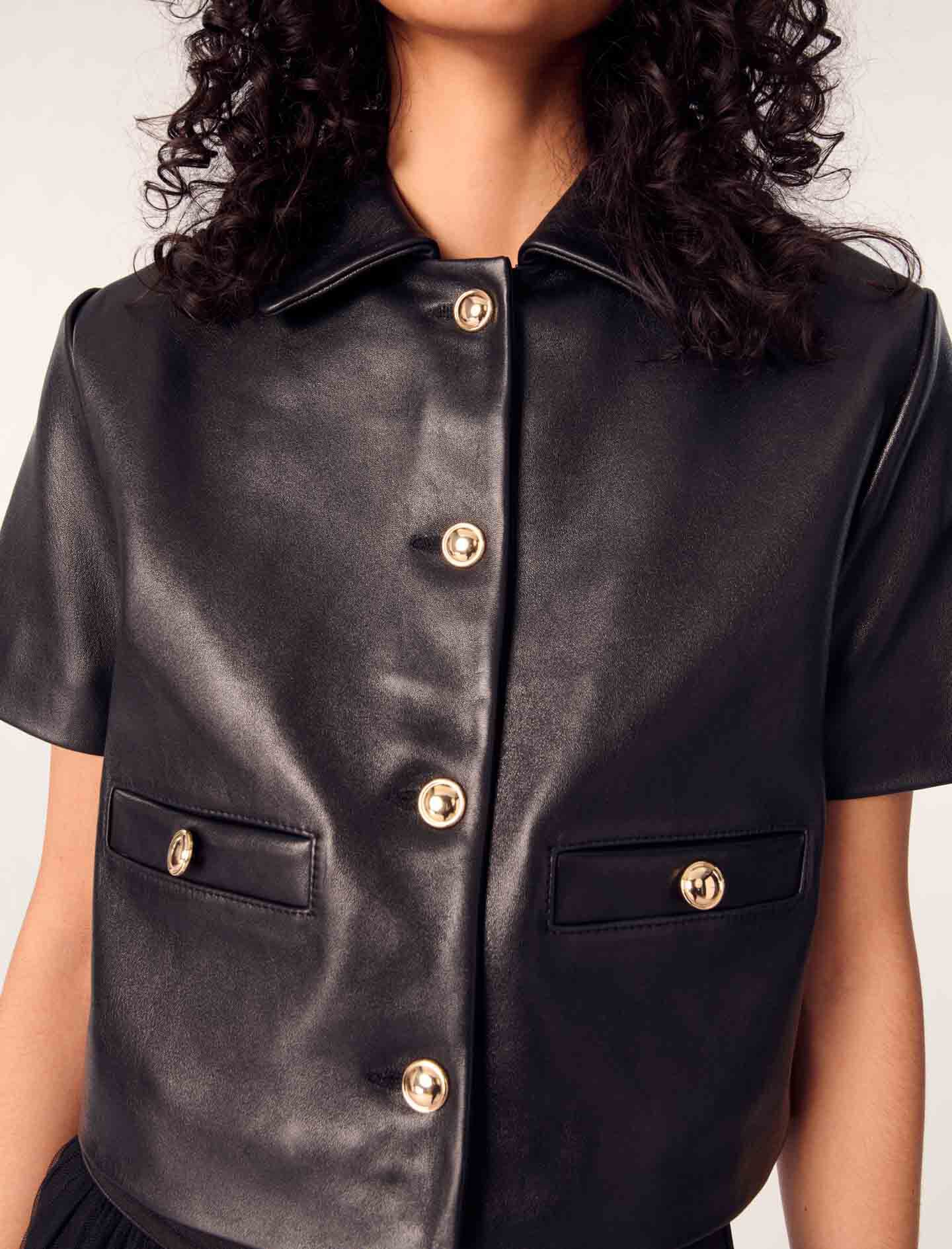 Cropped leather jacket