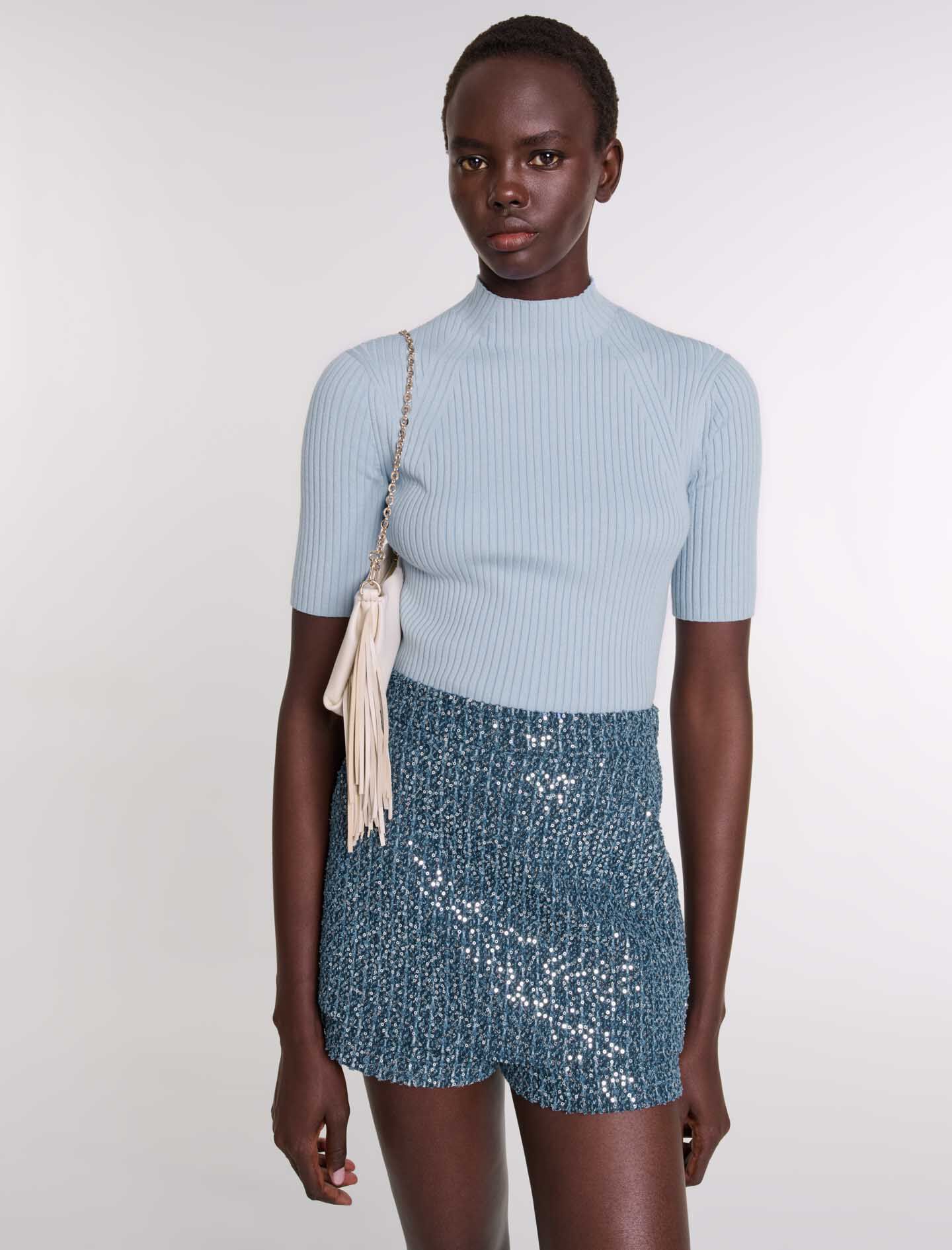 Cotton and silk ribbed top