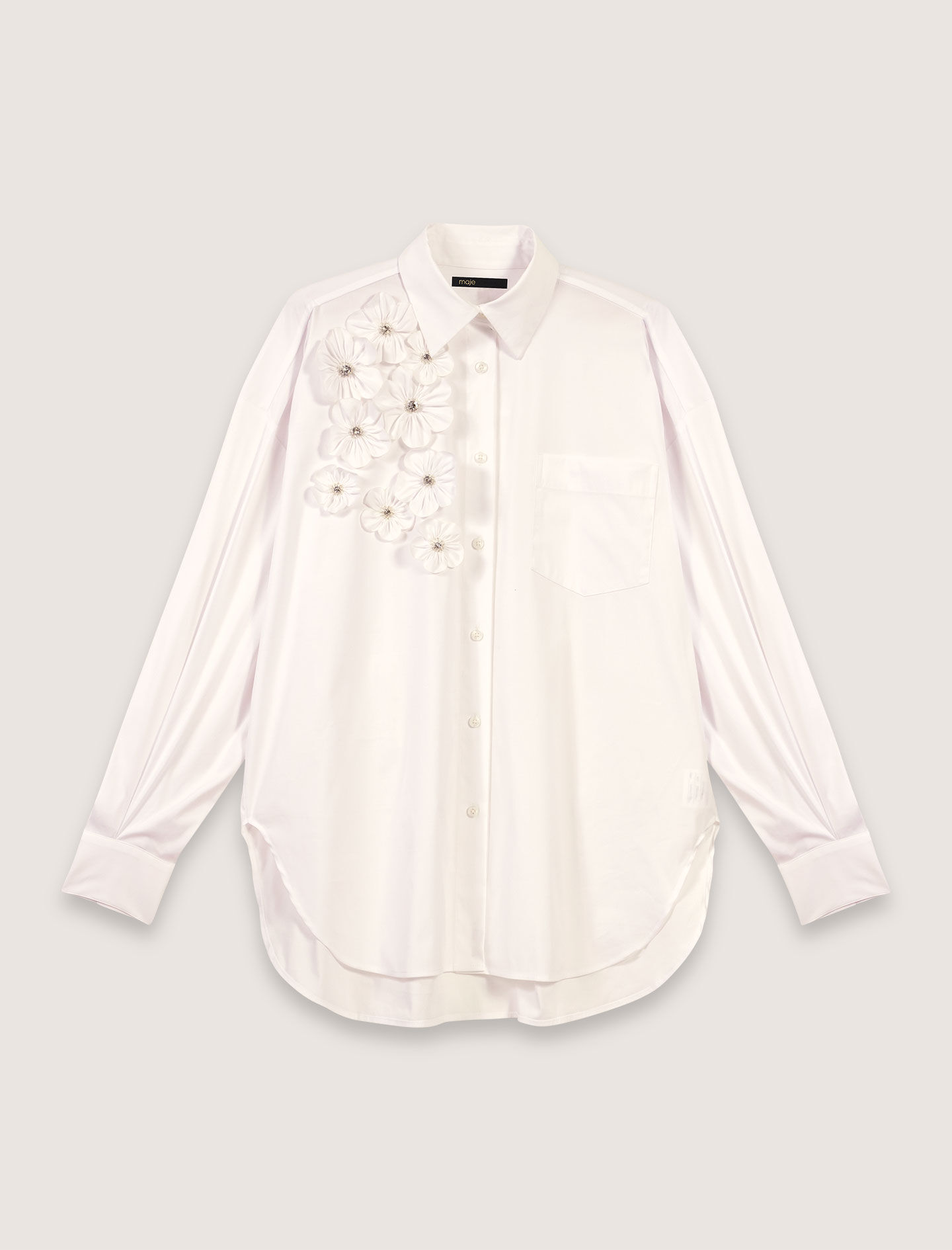 Long shirt with embroidered flowers