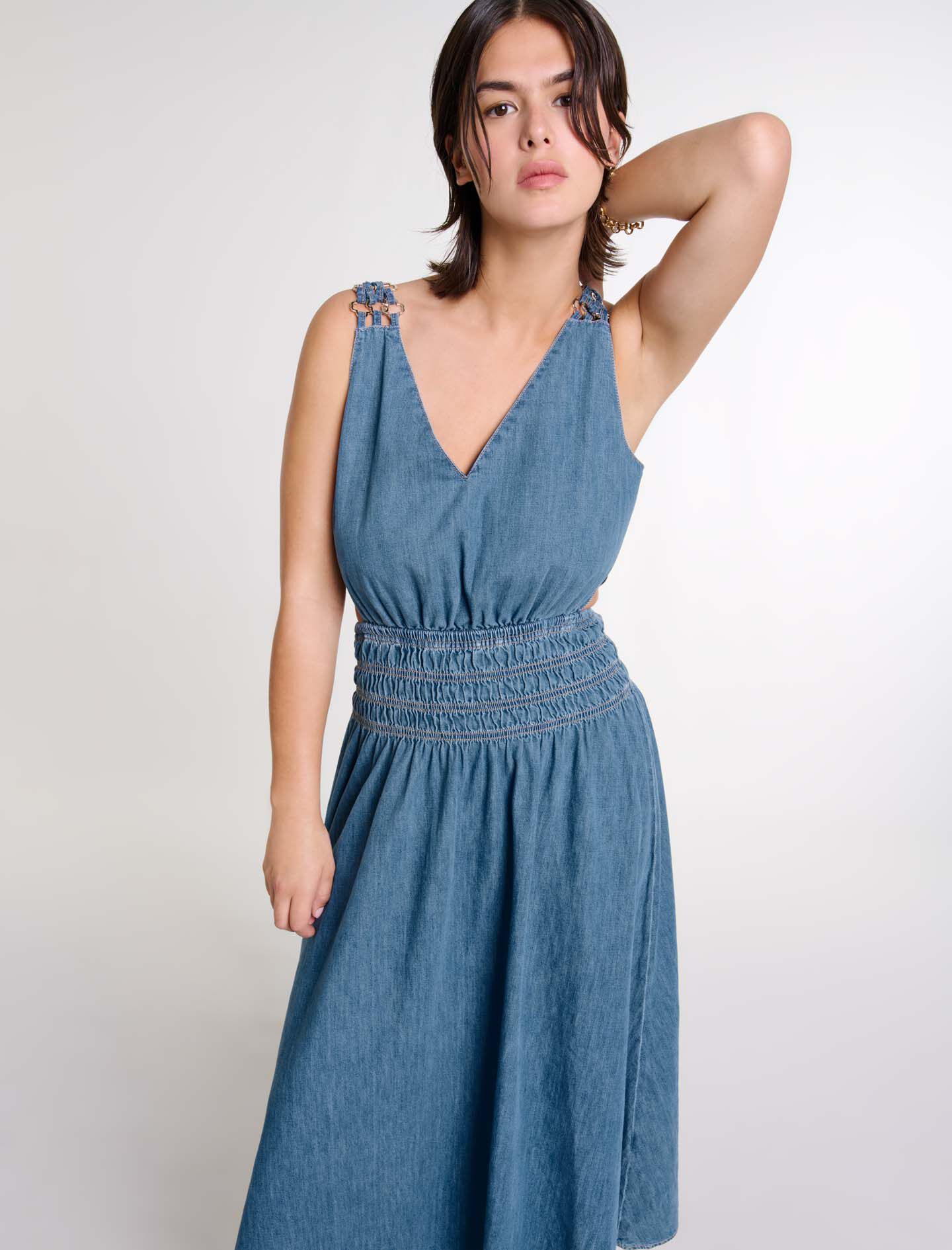 Cutaway denim maxi dress