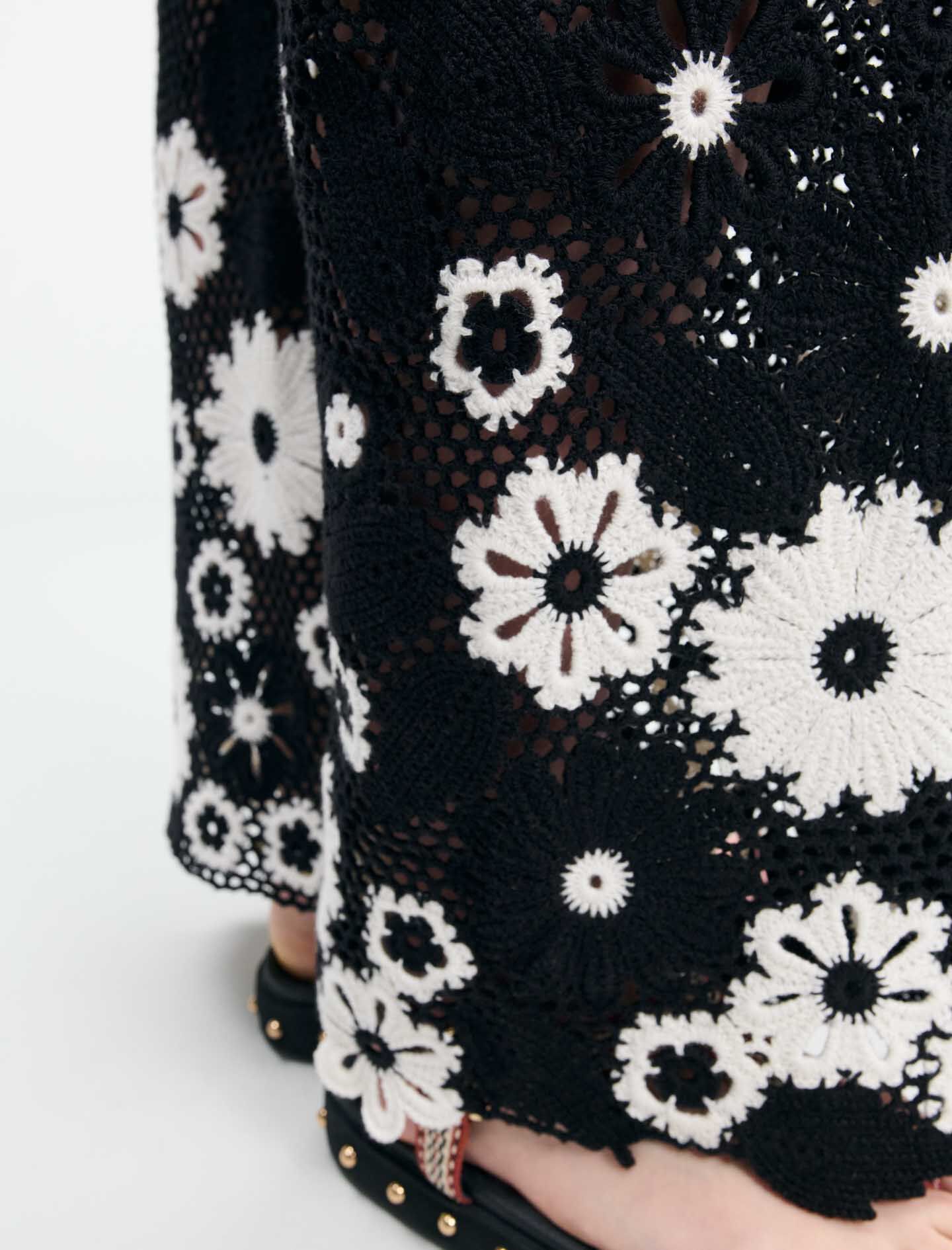 Floral crochet trousers