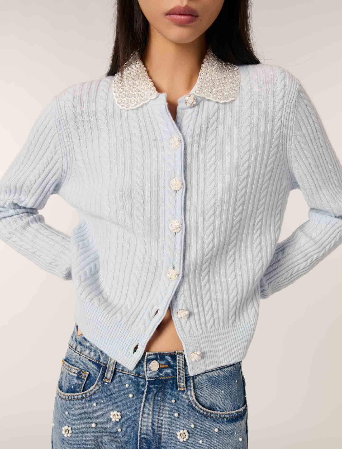 Cardigan with removable collar