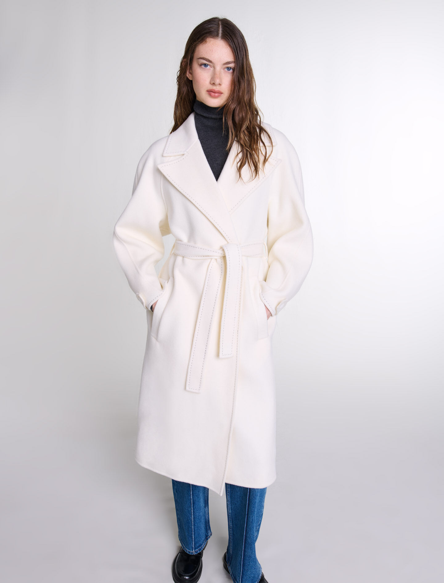 Double-faced mid-length coat