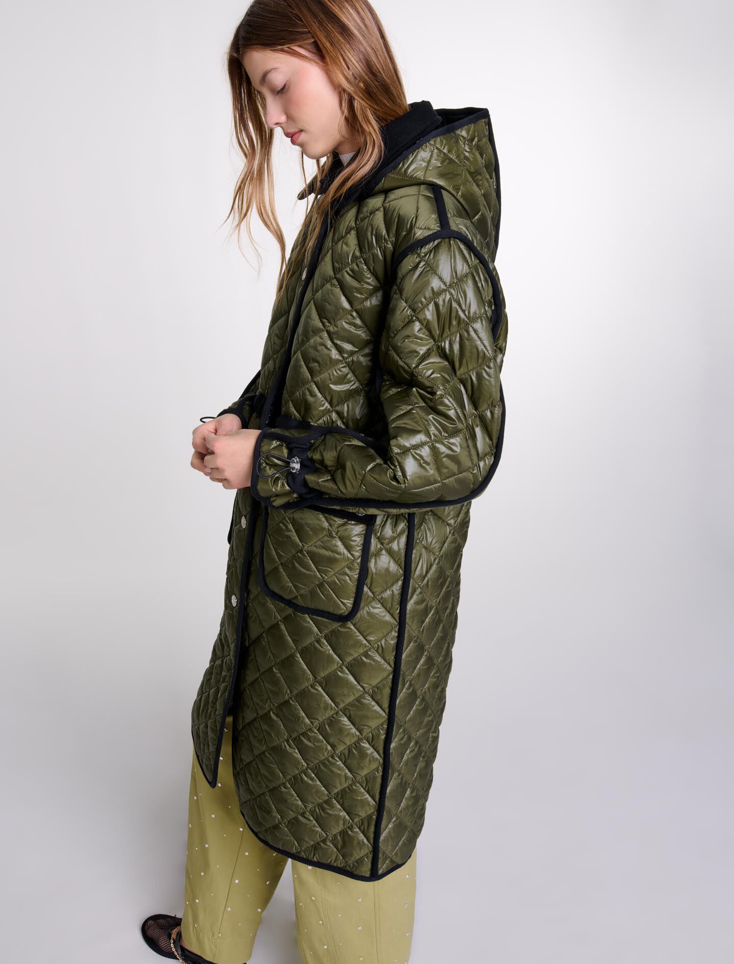 Contrast quilted puffer jacket