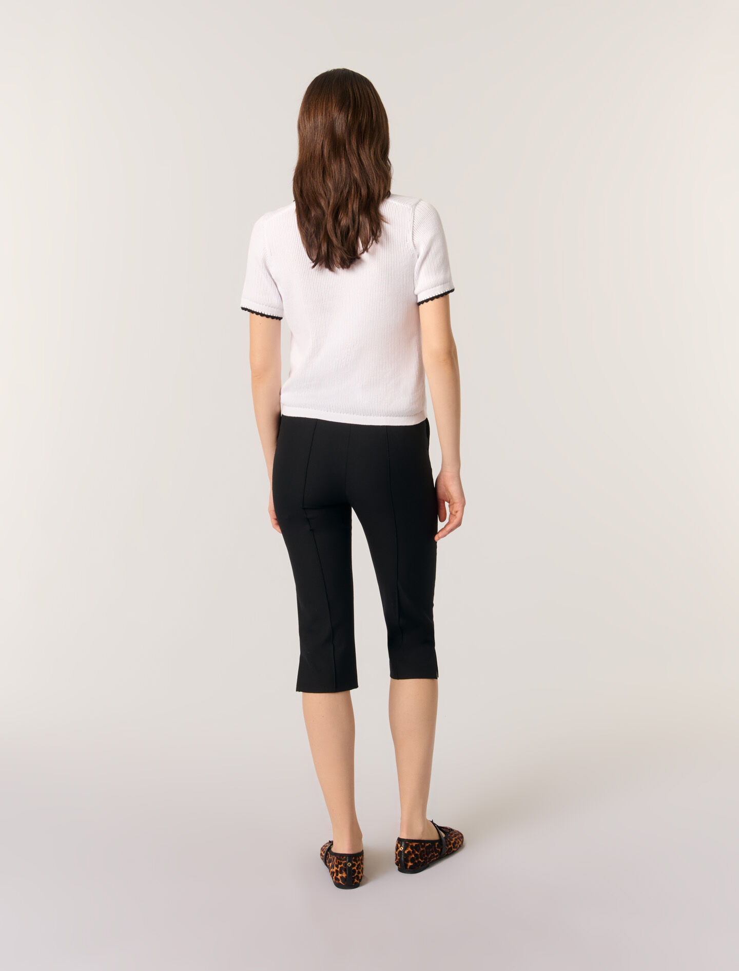 Pointelle knit crochet polo shirt