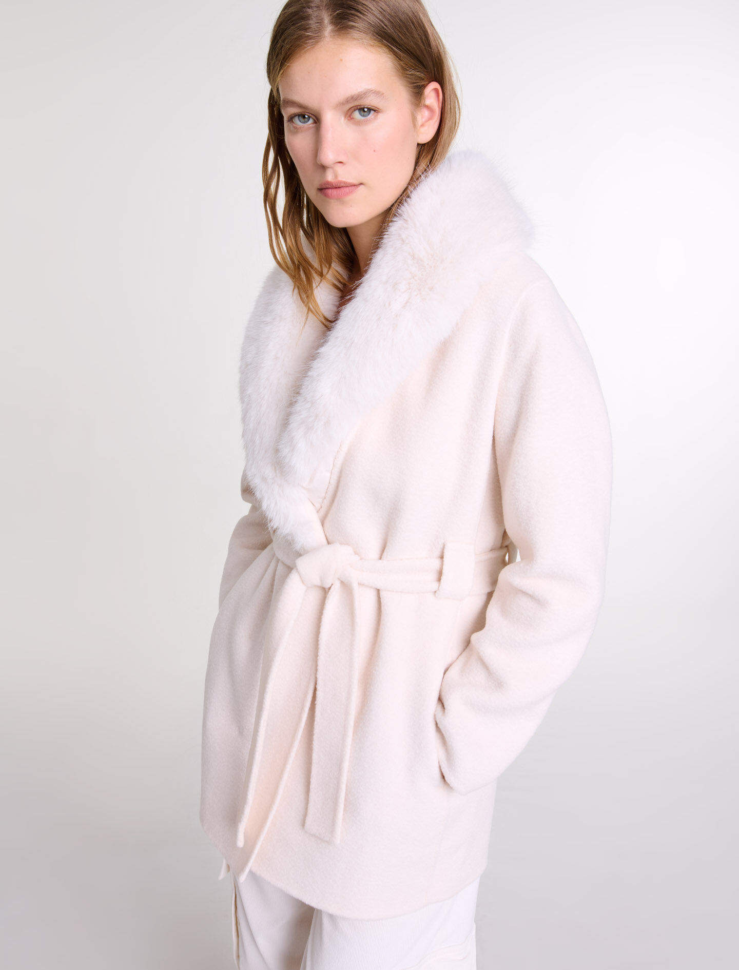 Double-faced mid-length coat
