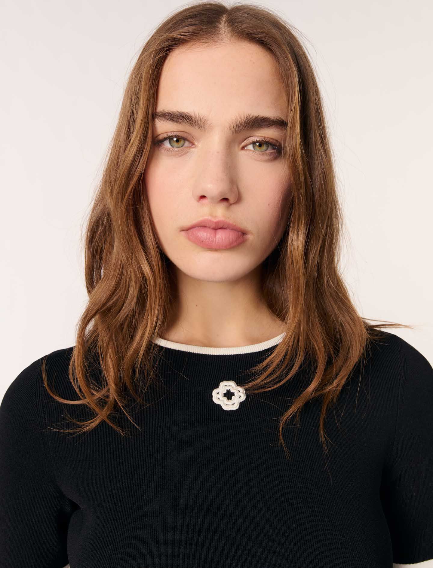 Openwork knit bodysuit