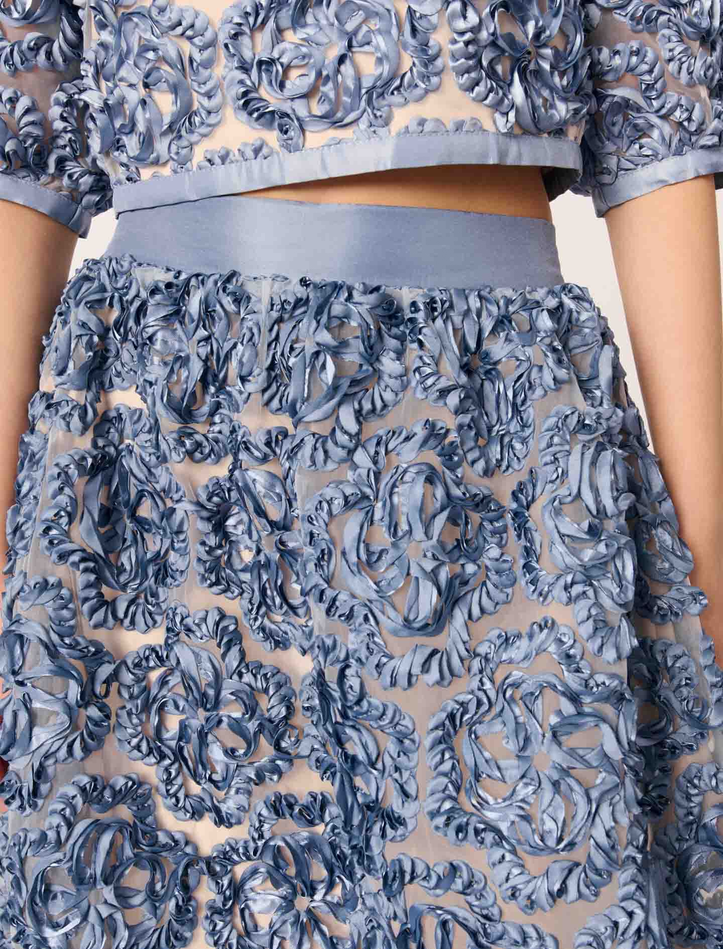 Floral organza maxi skirt