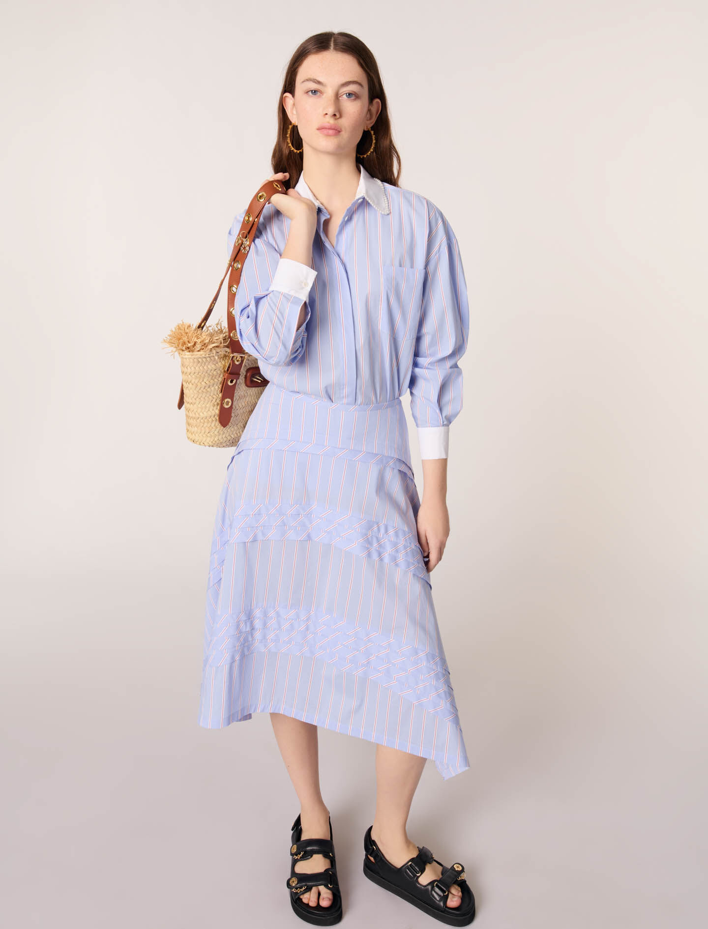 Striped cotton maxi skirt