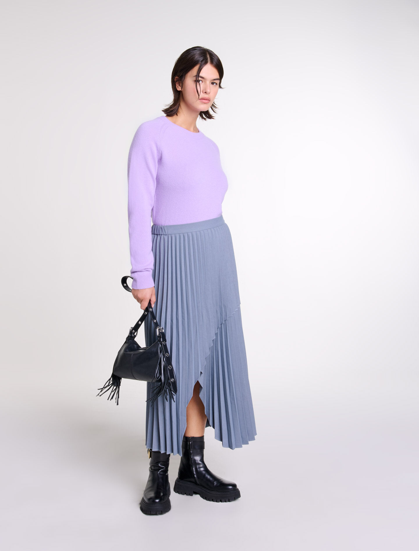 Asymmetrical pleated skirt