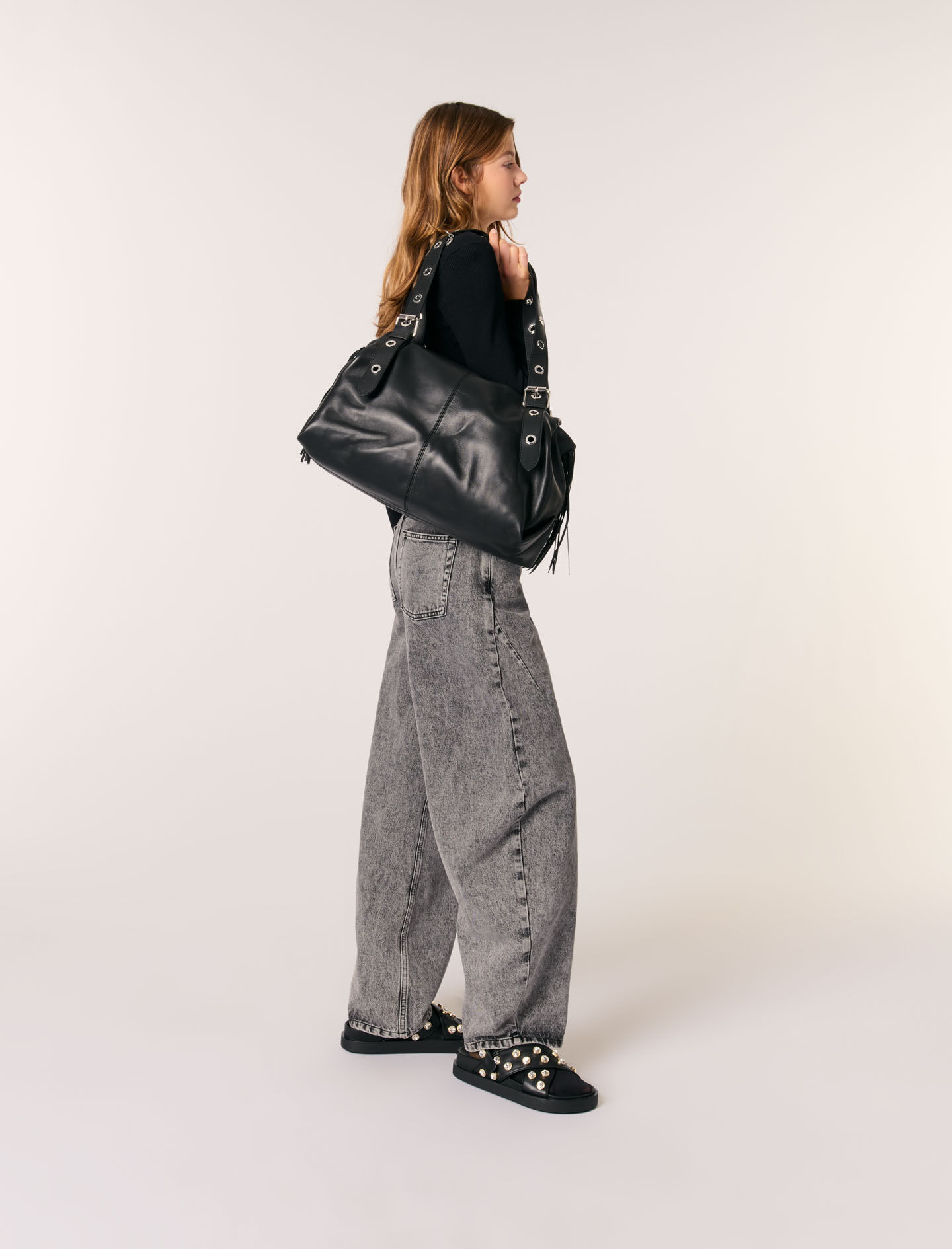 Low-neck rib knit jumper