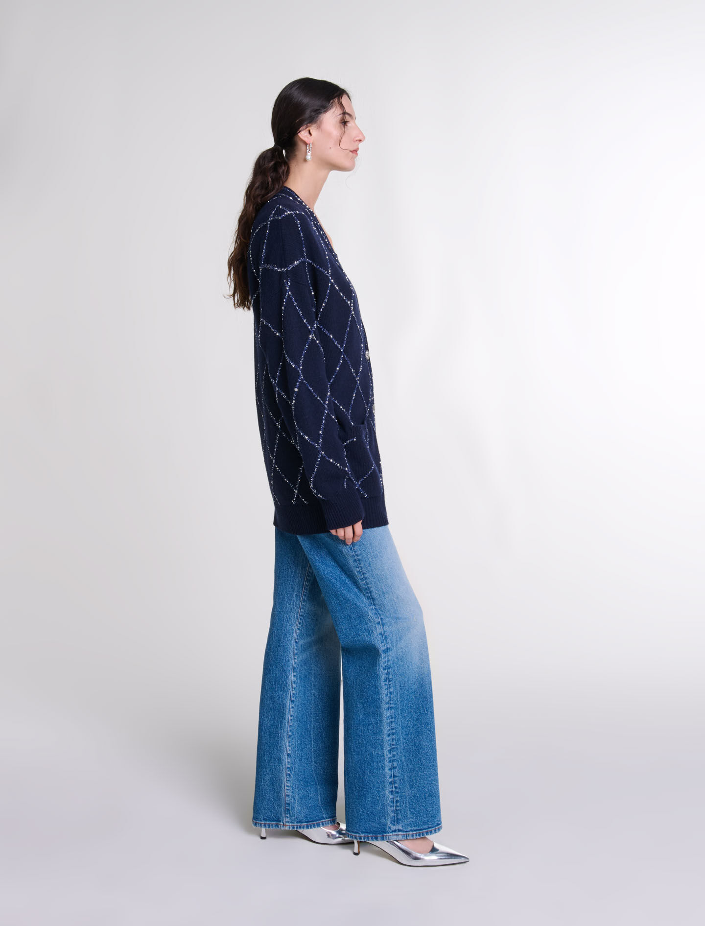 Longline wool cardigan