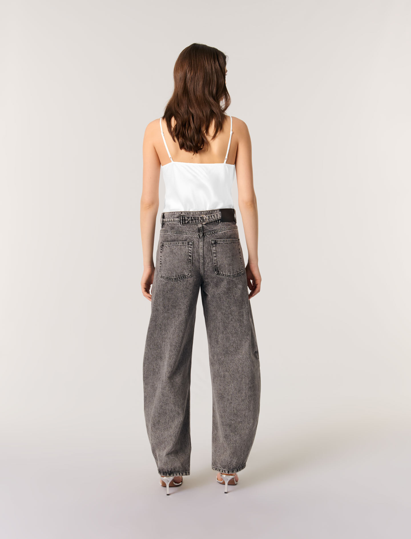 Silk satin and lace top